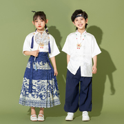 六一儿童演出服女童马面裙中国风，唐装表演服男童，大合唱团运动会潮