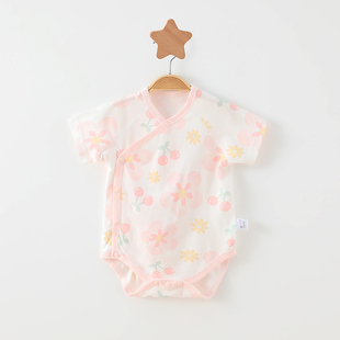 掌柜~新生婴儿衣服夏季薄款宝宝连体衣纯棉，包屁衣短袖三角哈