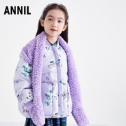 安奈儿童装女童短款羽绒服2022冬季中大童甜美时髦加厚保暖外套