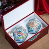 珐琅彩陶瓷茶叶罐礼盒，包装宫廷风密封罐陶瓷，茶叶罐木盒烤漆盒定制