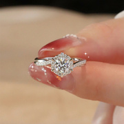 求婚戒指女单戒仿真钻戒结婚婚礼，用道具假婚戒，订婚六爪不掉色装饰