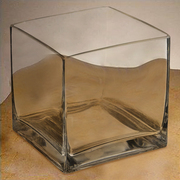 透明玻璃花瓶鱼缸家居，现代客厅台面，正方形方缸20cm大号玻璃缸加厚