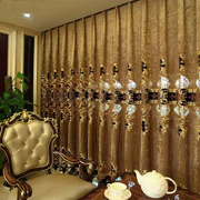豪华雪尼尔欧式窗帘餐厅成品定制客厅镂空绣花落地窗，布料简(布料简)欧