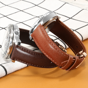 真皮手表带代用卡西欧浪琴ck天王西铁城罗西尼平纹男女牛皮替换带