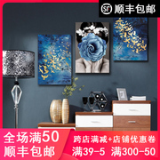 品都花鸟三联现代简约diy数字，油画家居客厅，酒店背景墙壁装饰挂画