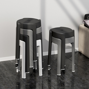 IKEA宜家顺高凳子可叠放家用加厚塑料凳现代简约黑色旋风餐桌椅子