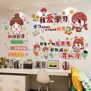 儿童房间装饰墙上贴画卧室，墙面励志标语，墙贴画激励孩子学习的贴纸