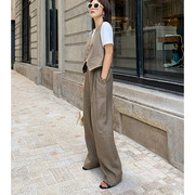 SUSISUMMER时髦型格白月光 珐国亚麻老钱儿时髦马甲+长裤半裙套装