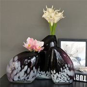 彩色玻璃艺术花瓶欧式美式家居装饰摆件帆船创意花瓶