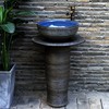 立柱式洗脸盆户外庭院陶瓷，艺术洗手盆室外花园落地式一体阳台水池