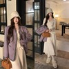 法式小香风套装女冬季灰，紫色毛呢外套设计感修身显瘦连衣裙两件套