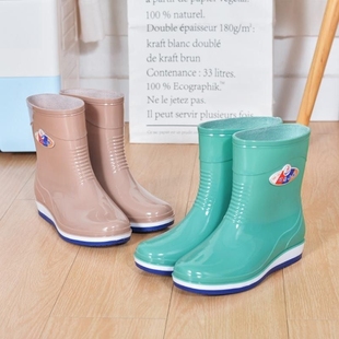 四季雨鞋女中筒雨靴，秋冬短筒水靴加绒保暖防滑时尚成人水鞋