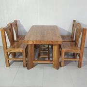 老榆木餐桌实木桌子家用长方形原木组合饭桌田园茶桌饭店用桌椅子
