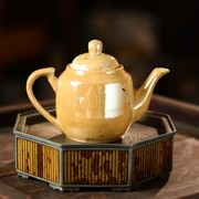 潮汕茶具70年代黄釉雪梅，茶壶水壶泡茶壶，家用客厅普洱茶凉水壶中式