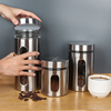 不锈钢可视玻璃储物罐咖啡豆，咖啡粉杂粮储存罐糖罐茶叶食品收纳罐