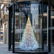 炫彩松针圣诞树圣诞节装饰橱窗玻璃贴纸服装饰品，商场酒店静电贴画