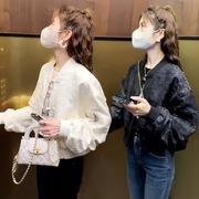 2024春季亮片刺绣棒球服外套女小个子小香风洋气国风夹克上衣