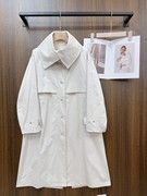 四季青意法女装米白色风衣长款2023秋季宽松高级感气质大衣