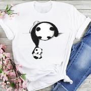 cutepandatshirt个性中国风，黑白熊猫印花短袖，圆领男女t恤潮