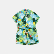 mimy品牌夏季男童花衬衫套装，短袖中大童，宝宝薄款度假穿搭时髦休闲
