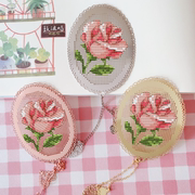 法国DMC十字绣创意礼物手工金属书签植物花卉 粉色玫瑰 礼物手工