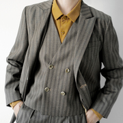 板栗研衣所主线gw猫头鹰色，渐变条纹精纺羊毛，羊绒西服外套