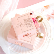 花半里欧式亚克力抽屉式喜糖盒粉色红色糖果盒2023婚宴礼盒