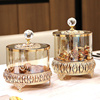 意大利家用轻奢风金色水晶玻璃，带盖装饰储物罐茶几糖果罐装饰摆件