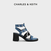 CHARLES&KEITH春夏女鞋SL1-61870006编织高跟Gabine罗马凉鞋女