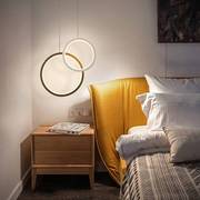 创意款北欧双圈吊灯，单头吧台灯简约极简个性卧室床头铁艺吊灯
