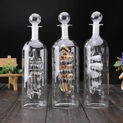 创意工艺品家居酒柜摆件婚庆帆船，漂流瓶微景观木底座玻璃瓶子