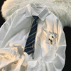 Deschpe 日系学院风领带jk衬衫女长袖韩系设计感小众衬衣制服上衣