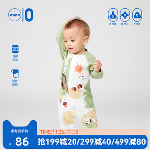 aqpa秋季婴儿衣服纯棉连体衣爬服新生儿，宝宝长袖连身衣哈衣空调服