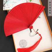 中国风全竹扇子雕刻镂空日式古风，男h女士折扇手工，金银色(金银色)小巧舞