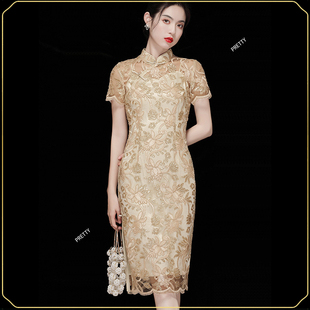 新中式国风改良版旗袍春夏轻奢高级感连衣裙，宴会女气质礼服裙