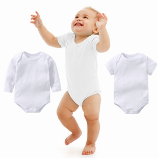 欧美新生婴幼儿纯棉长，短袖背心三角，包屁哈衣宝宝打底纯白色连体衣