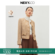NEXY.CO/奈蔻2023年秋季气质复古小香风简约薄款圆领短外套女