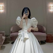 婚纱礼服配饰泡泡袖缎面公主风宫廷袖收口袖需要缝在衣服上哦