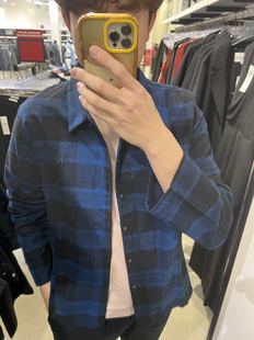 CK/Calvin Klein秋冬男士帅气时尚格子舒适长袖衬衫上衣