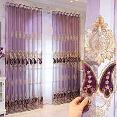 高档贴绒绣花客厅紫色成品