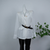 2023初秋韩版透气雪纺长袖拼接时尚，白色小西装薄外套女装上衣