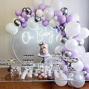 紫色气球花环套装薰衣草，金属银气球白色派对生日，婚礼派对聚会装饰