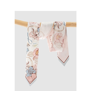 知雾原创粉色包包丝巾小长条，女窄飘带发带，高级感绑包丝带腰带领巾