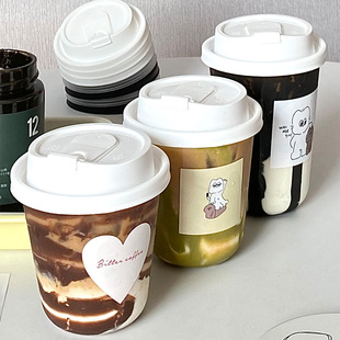咖啡杯子一次性带盖u型，饮料冷饮pet奶，茶杯透明打包商用塑料胖胖杯