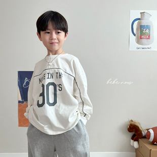上新▲BabyWe韩国童装春季字母数字儿童纯棉宽松长袖t恤