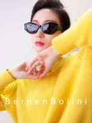 bernenbolini柏恩羊绒，羊毛嵿奢工艺宽松花苞袖，圆领黄色毛衣