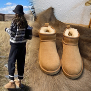雪地靴女皮毛一体短靴2023年冬季加厚保暖棉鞋，防水加绒面包鞋