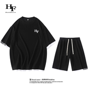 holdfree英国潮牌hf刺绣，拼色t恤,holdfree休闲宽松短袖