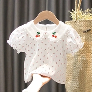 女童短袖t恤夏装洋气1-6岁女宝宝娃娃领打底衫婴幼儿纯棉上衣