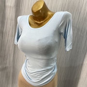2020性感韩国夏季修身显胸大紧身低胸五分袖，圆领短袖上衣t恤女装